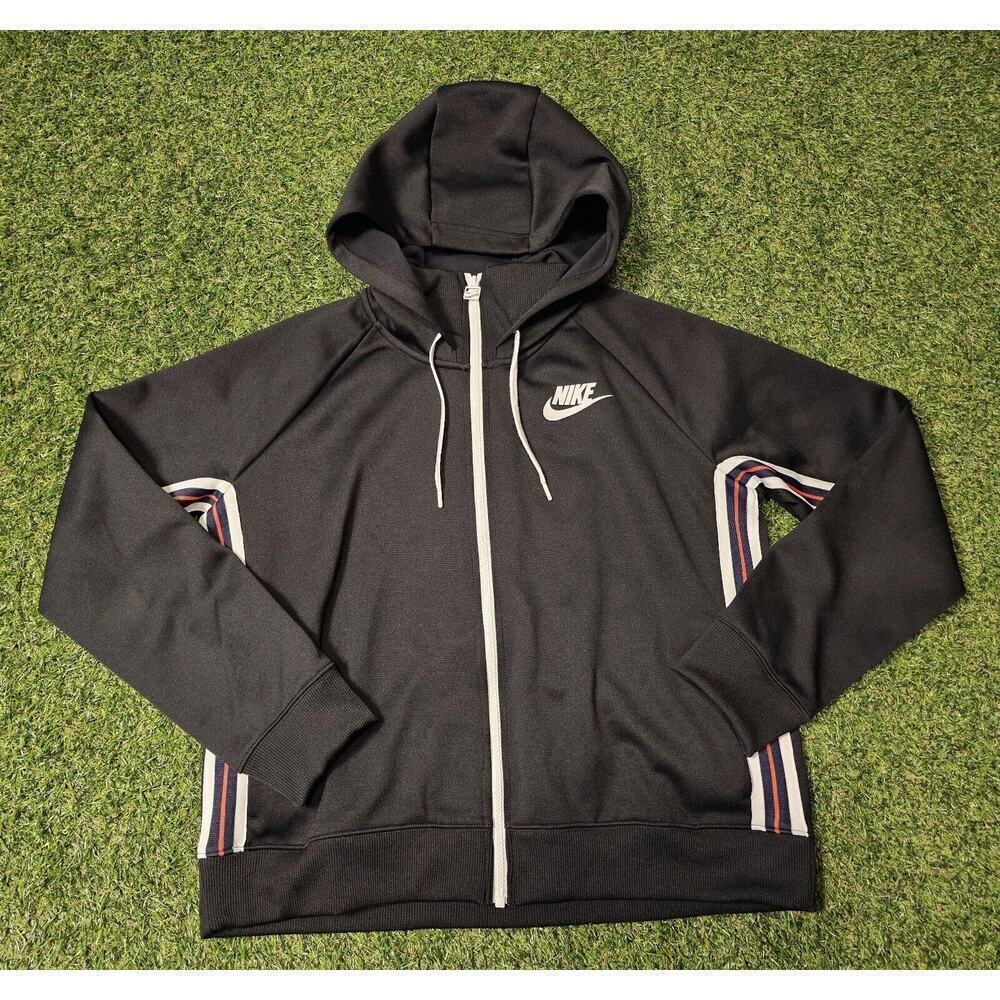 Nike Hoodie Womens Large Black Tracksuit Jacket Full Zip Sportswear Hooded